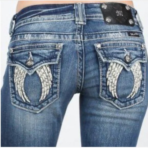 Miss Me Denim - Miss Me Signature Skinny Flap Pocket Angel Wing Jeans